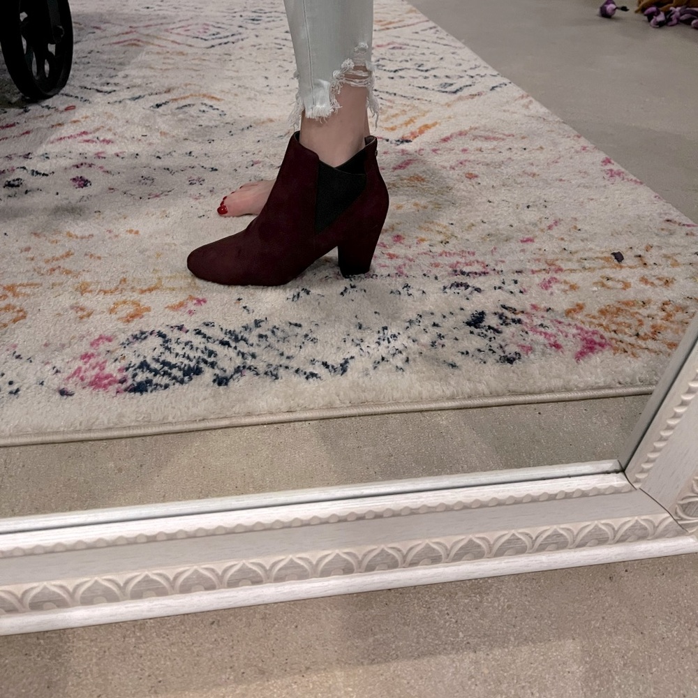 Burgundy booties
